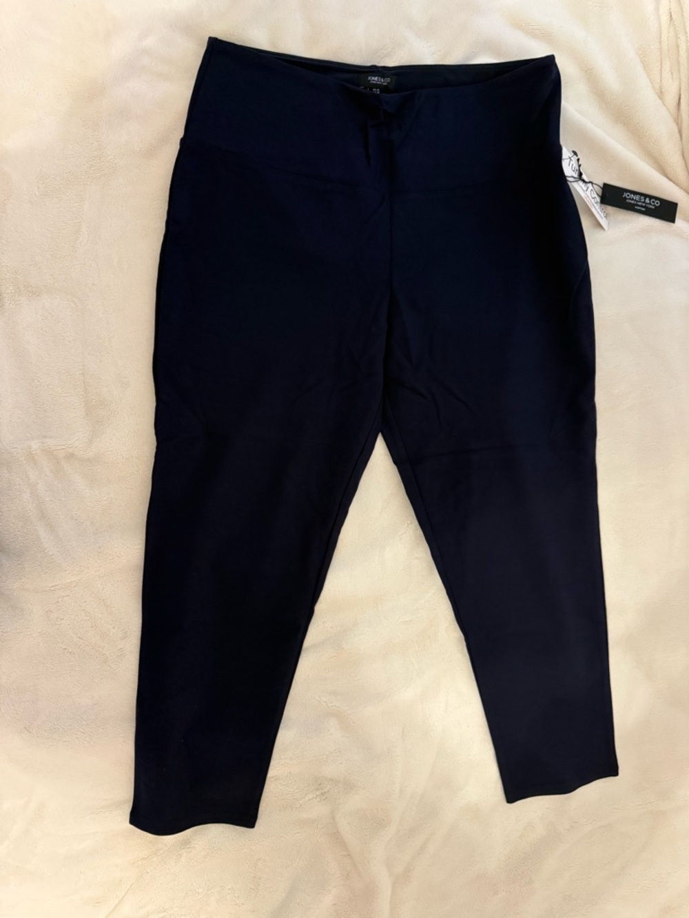 Jones New York Black Leggings with Navy Waistband
